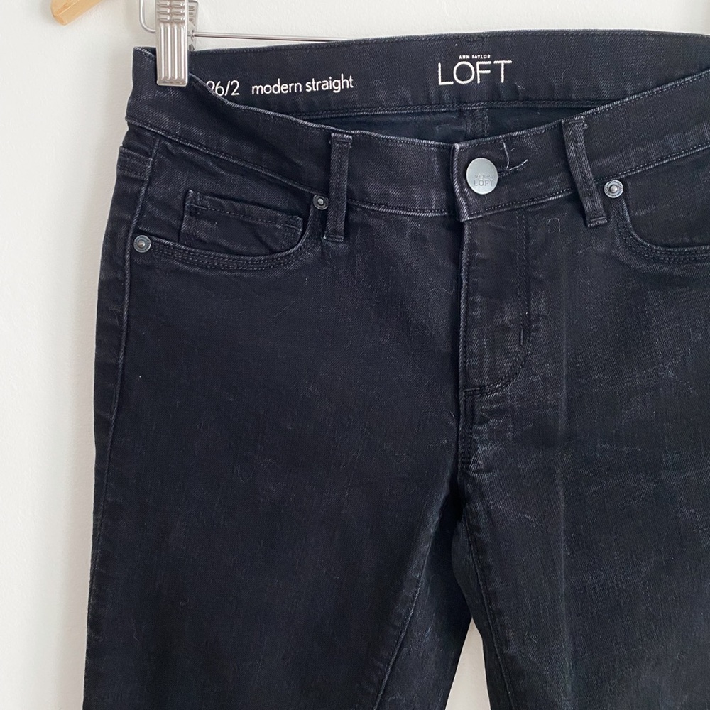LOFT Modern Straight Denim Jeans, Size 26 (2) – Black - Picture 3 of 9